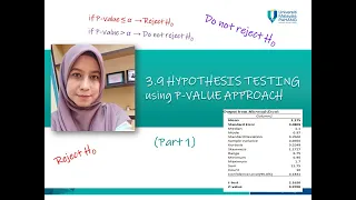 Chapter 3.9 : Hypothesis Testing using P-value approach (part 1)