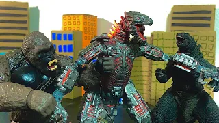 Godzilla vs Kong vs mecha Godzilla full fight movie from part 1,2,3 all together