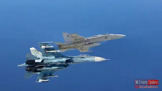 Russian Su-27 repels NATO F-18 On Approaching Minister Putin's Plane