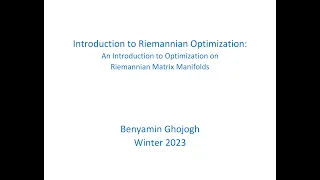 Introduction to Riemannian Optimization for Optimization on Riemannian Matrix Manifolds