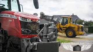 Massey Ferguson 7718S hauling silage || Cab view