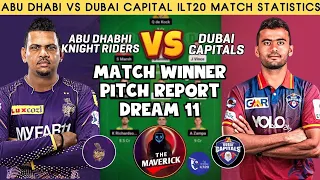 Abu Dhabi Vs Dubai Capitals || ILT20 Eliminator Match Winner 🏆 || Fantasy Team || Pitch Report