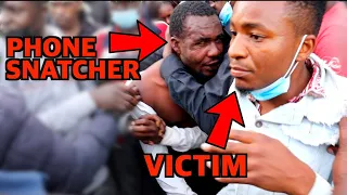 A phone snatcher got caught by mob in Nairobi