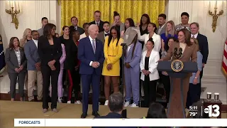 The Las Vegas Aces celebrate second straight title at the White House