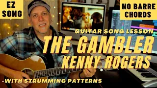 Kenny Rogers The Gambler EZ Guitar Song Lesson - NO Barre Chords