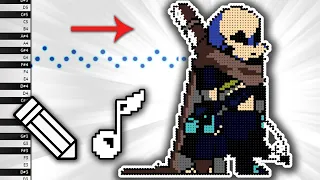 What INK!SANS Sounds Like on Piano - Draw and Listen - MIDI Art - How To Draw - Pixel Art - FNF
