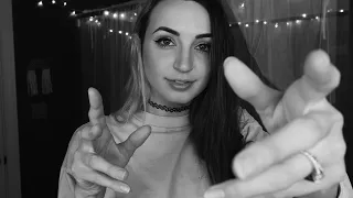 ASMR | Black & White Relaxing Hand Movements + Rain