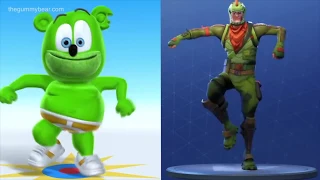 Fortnite Characters Dancing To The Gummy Bear Song MASHUP Gummibär Osito Gominola