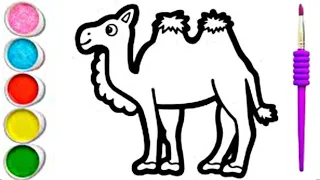 Camel Drawing in Desert,Easy Camel Drawing, Painitng and Coloring for Kids,Toddlers, How to Draw