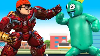 Super Hero Nick Transform HulkBuster vs Team Giant Rainbow Friends Save Tani - Scary Teacher 3D Fun