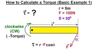 Physics 15  Torque Fundamentals (7 of 13) How to Calculate a Torque (Basic Example 1)