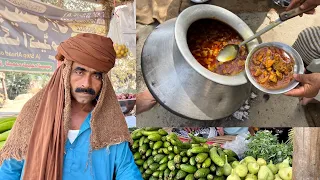 Buying vegetables from market and morning breakfast village food