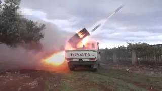 Залп из Type-63 107mm & Toyota pickup. Syria crisis.