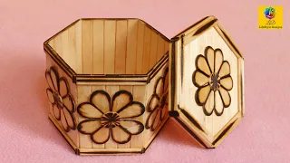 DIY Handmade Jewelry Storage Box with Ice-Cream Sticks | Jewelry Organizer Box Design #2