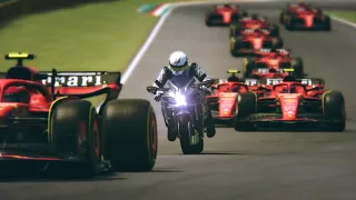 Kawasaki Ninja H2 Black Carbon vs 2024  F1 Ferrari SF 24 Sports at Imola