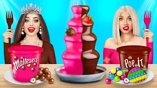 ¡Desafío épico comida REAL vs CHOCOLATE! ¡Come dulces durante 24 horas! Bromas por RATATA POWER