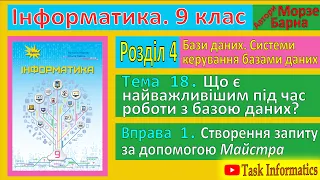 Тема 18. Вправа 1. Створення запиту за допомогою Майстра | 9 клас | Морзе