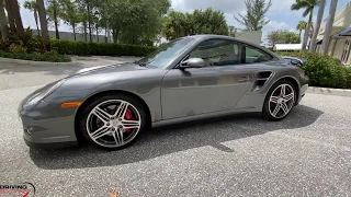 2007 PORSCHE 911 TURBO 997 COUPE IN METEOR GREY WALK AROUND AND DRIVE POV BY DRIVING EMOTIONS