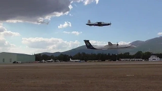 Olympic Q-400 very low fly + HAF "DAEDALUS" T-6 Demo Team Athens flying Week Tatoi