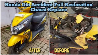 Honda dio accident repair and chassi replace full restoration video || DIY ||