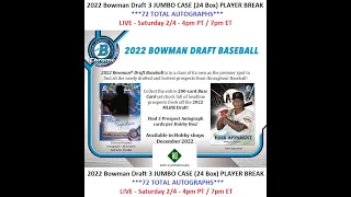 2022 Bowman Draft 3 Jumbo Case Player Break #12 2/4/23