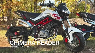 2021 Benelli TNT 135 Exhaust Header Comparison STOCK VS. CHIMERA STAINLESS STEEL