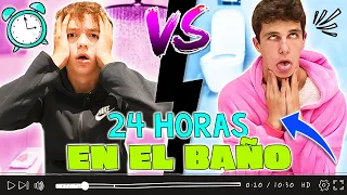 MATEO vs HUGO 24 HORAS en el BAÑO 🛁 THE CRAZY HAACKS pasa UN DÍA en el BAÑO CHALLENGE 🙃