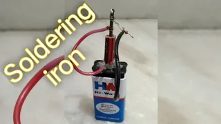 How to make a soldering iron with 9 volt battery //_Alone Creator _//