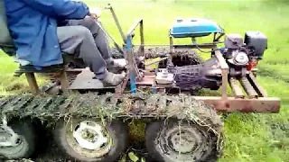 Изготовление самодельного гусеничного трактора, выезд (часть 5)