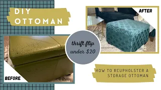 DIY Ottoman Reupholster - Thrift Flip