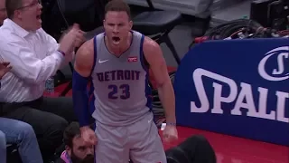 Blake Griffin monster block and saves the ball from out of bounds!