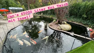 Jan‘s 65000 Liter Koi Teich mit Insel und olympisch angehauchter Strömung!