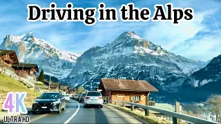 Driving through the Swiss Alps from Lauterbrunnen to Grindelwald