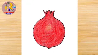 How to draw pomegranate. (Step by step) || Very easy drawing || anar drawing for kids.