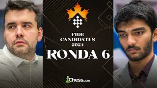 Torneo de Candidatos 2024 Ronda 6 | ¡Nepo y Gukesh, líderes! ¿Podrán Nakamura y Caruana alcanzarles?