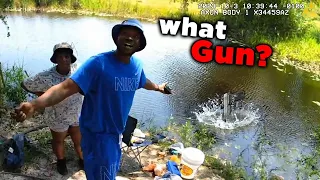 Convicted Felon Throws Gun In Pond To Avoid Arrest - FAILS