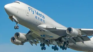 BOEING 747 LANDING + DEPARTURE - New B747 Airline "FlyMeta" (4K)