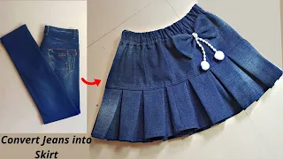 DIY Convert/Reuse old Jeans into beautiful skirt/jeans reuse idea/@Style by Radhika