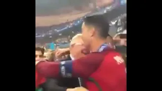 Sir Alex Ferguson waiting proudly to congratulate Ronaldo after his Euro 2016 win❤️