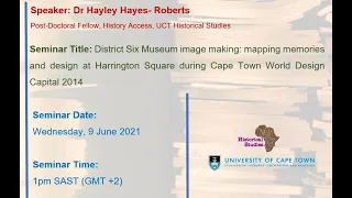 HST Seminar: 9 June 2021 - Dr Hayley Hayes-Roberts