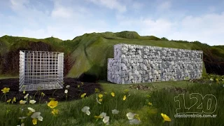 Gabion cages installation 3D animation explainer video