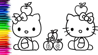 How to draw a hello kitty drawing with apples | drawing ideas for kids