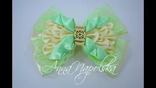 Святковий бант канзаши. Нарядный бантик своими руками. Elegant bow kanzashi