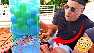 IMPOSSIBLE GIANT KERPLUNK CHALLENGE!!! (FIRST TO DROP THE BALL LOSES)