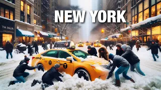 NYC Biggest Snowstorm in 2024 - Snowfall in New York City 4K NYC Snow Walk in Manhattan ASMR