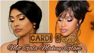 CARDI B MET GALA inspired makeup tutorial| Celebrity Makeup Glam warm tone