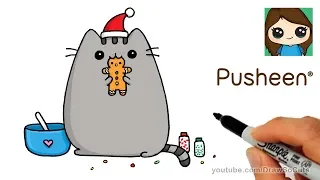 How to Draw Pusheen Gingerbread Man Cookie Easy