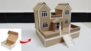 How to make cardboard house || DIY miniature cardboard house || Cardboard craft ideas#carboardhouse