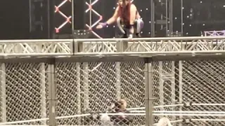 Io Shirai hits the moonsault off the top of the cage😮!!!