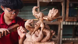 Wood Carving - Naruto : SASUKE UCHIHA curse mark - Amazing skills and techniques
